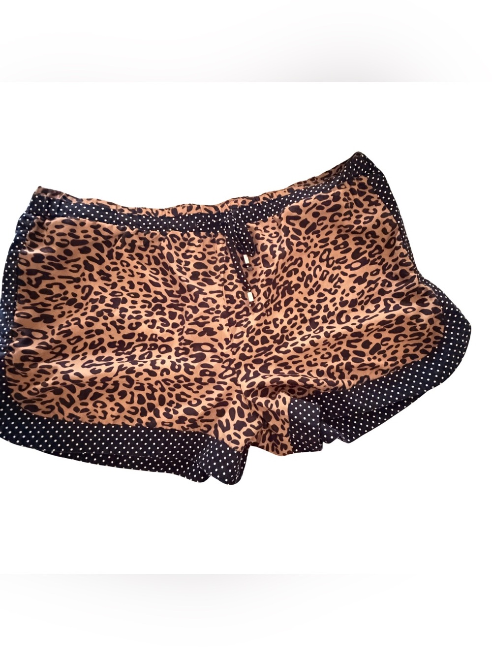 XL Leopard Print Shorts with Polka Dot Trim